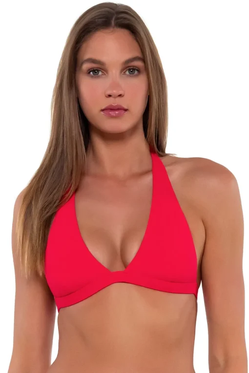 Sunsets Geranium Faith Halter Top< Wire-Free | Bikini Tops