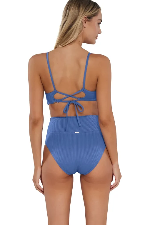 Sunsets Harbor Blue Sandbar Rib Hannah High Waist Bottom< High-Waist | Bikini Bottoms