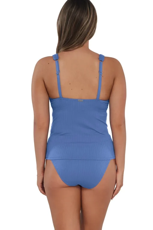 Sunsets Harbor Blue Sandbar Rib Elsie Tankini Top< Plus Size | Underwire