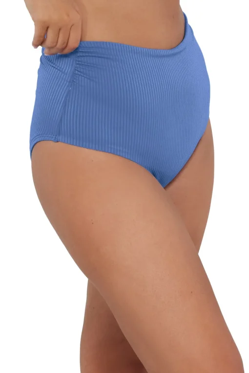 Sunsets Harbor Blue Sandbar Rib Capri High Waist Bottom< Plus Size | High-Waist