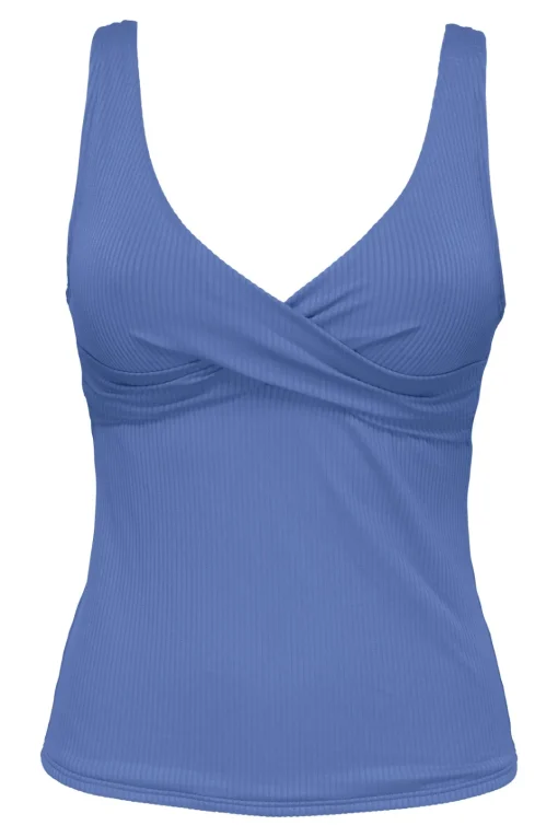 Sunsets Harbor Blue Sandbar Rib Elsie Tankini Top< Plus Size | Underwire