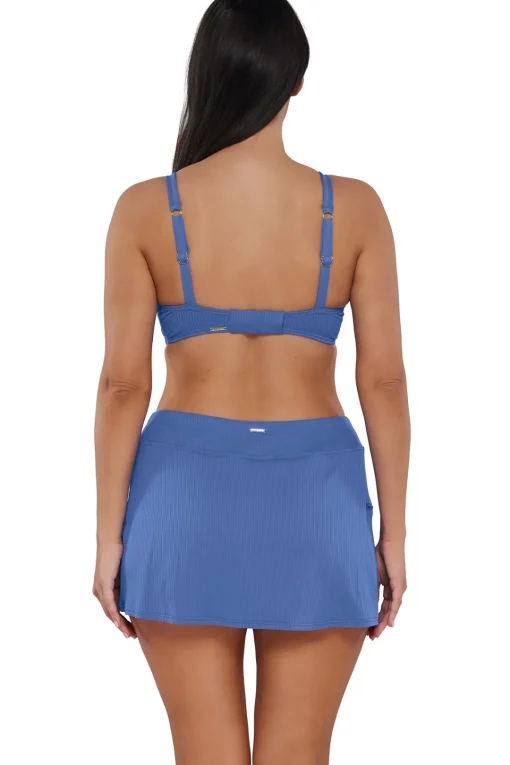 Sunsets Harbor Blue Sandbar Rib Sporty Swim Skirt< Plus Size