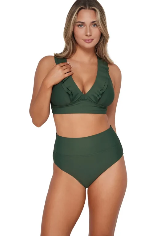 Sunsets Island Green Hannah High Waist Bottom< High-Waist | Bikini Bottoms