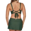 Sunsets Island Green Sporty Swim Skirt Bottom< Plus Size