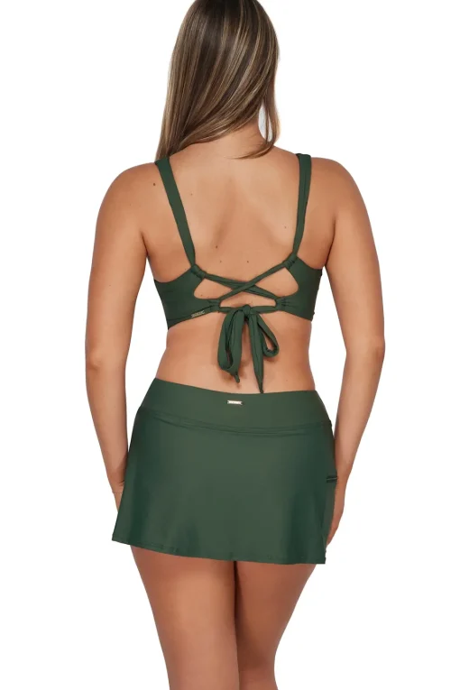Sunsets Island Green Sporty Swim Skirt Bottom< Plus Size