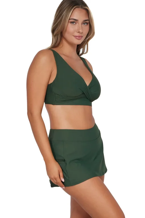 Sunsets Island Green Sporty Swim Skirt Bottom< Plus Size