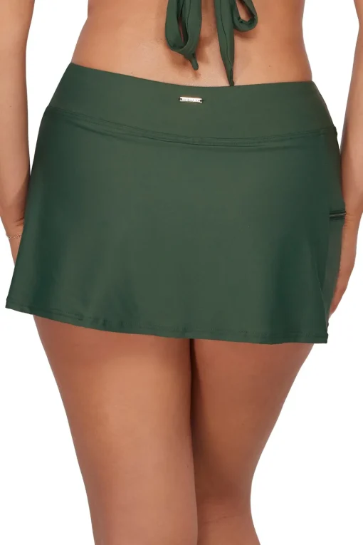 Sunsets Island Green Sporty Swim Skirt Bottom< Plus Size