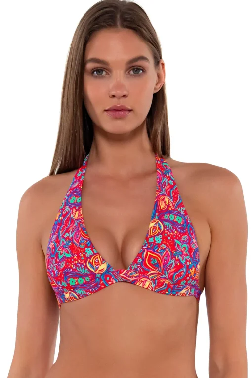 Sunsets Rue Paisley Faith Halter Top< Wire-Free | Bikini Tops