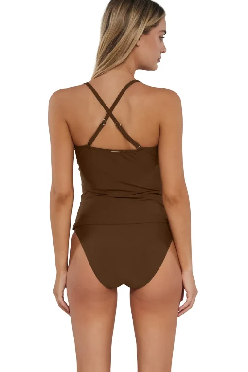Sunsets Tiki Brown Simone Tankini Top< Wire-Free | Tankinis