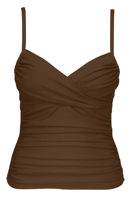 Sunsets Tiki Brown Simone Tankini Top< Wire-Free | Tankinis