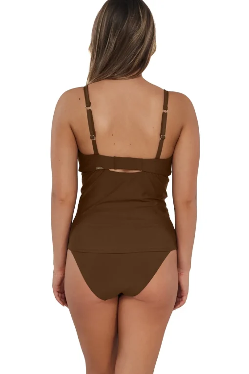 Sunsets Tiki Brown Zuri V-Wire Tankini Top< Plus Size | Underwire