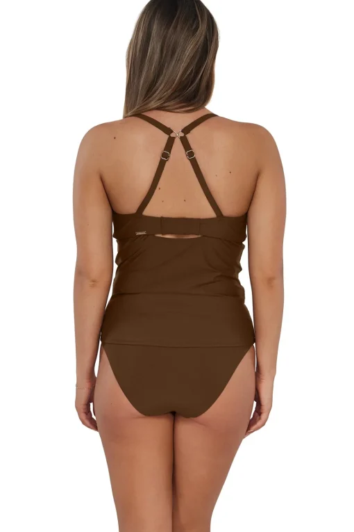 Sunsets Tiki Brown Zuri V-Wire Tankini Top< Plus Size | Underwire