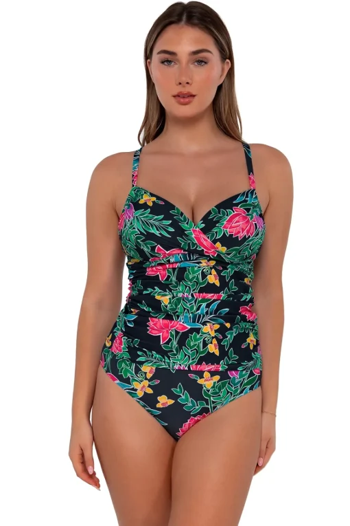 Sunsets Twilight Blooms Serena Tankini Top< Plus Size | Underwire