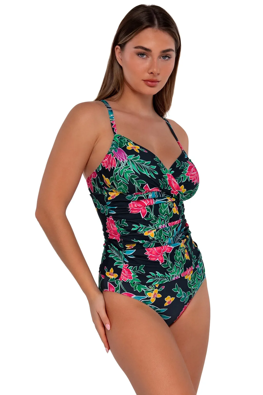 Sunsets Twilight Blooms Serena Tankini Top< Plus Size | Underwire