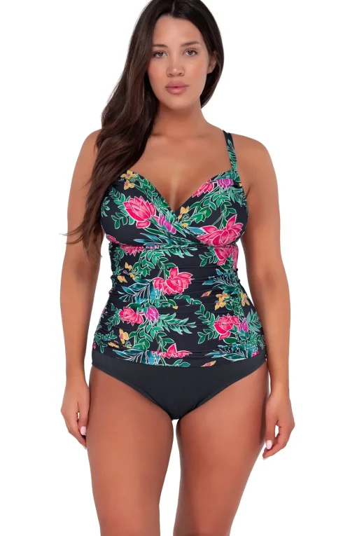 Sunsets Twilight Blooms Serena Tankini Top< Plus Size | Underwire