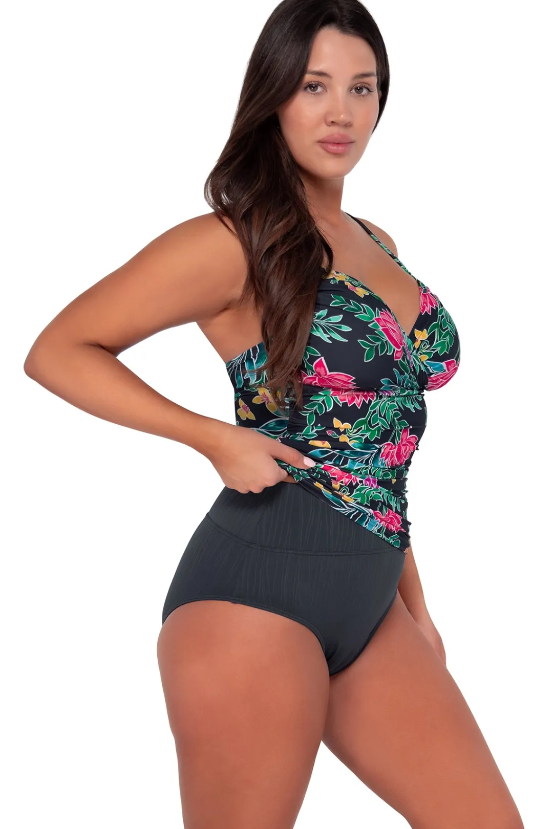 Sunsets Twilight Blooms Serena Tankini Top< Plus Size | Underwire