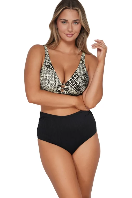 Sunsets Venice Seagrass Texture Capri High Waist Bottom< Plus Size | High-Waist