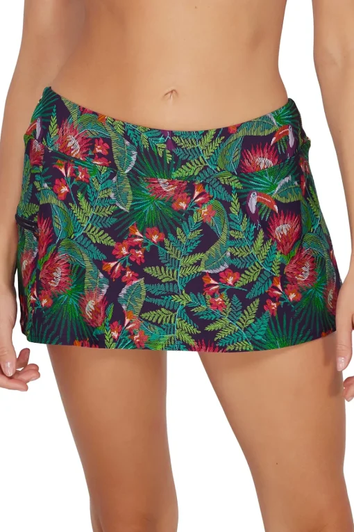 Sunsets Welcome To Rio Sporty Swim Skirt Bottom< Plus Size