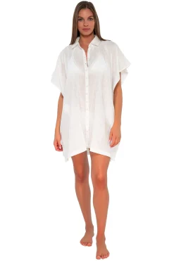 Sunsets White Lily Shore Thing Tunic< Cover-Ups