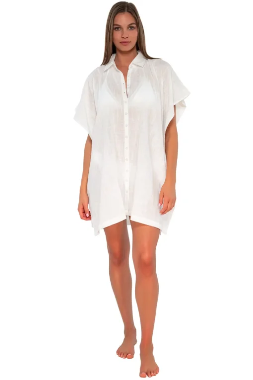 Sunsets White Lily Shore Thing Tunic< Cover-Ups